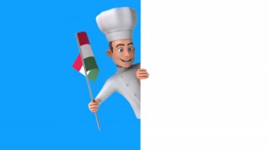 Hungary bayrağıyla komik bir çizgi film karakteri şefi - 3 boyutlu animasyon 