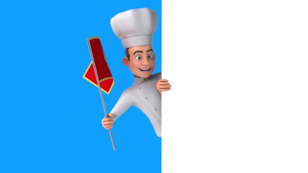 Funny Cartoon Character Chef Flag Montenegro Animation — Stock Video