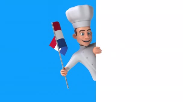 Zabawna Postać Kreskówki Kucharz Flagą Holandii Animacja — Wideo stockowe