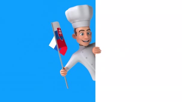 Funny Cartoon Character Chef Flag Slovakia Animation — Stock Video