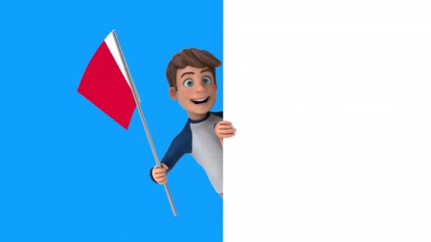 Engraçado Personagem Desenho Animado Menino Com Bandeira Malta Animação — Vídeo de Stock