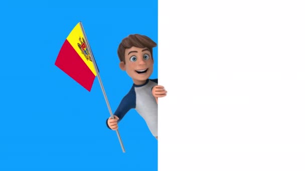 Engraçado Personagem Desenho Animado Menino Com Bandeira Moldávia Animação — Vídeo de Stock