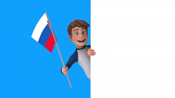 Slovakya Bayrağı Taşıyan Komik Çizgi Film Karakteri Çocuk Boyutlu Animasyon — Stok video
