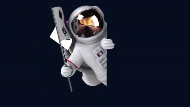 Fun Astronaut Cartoon Figur Mit Flagge Von Korea Animation — Stockvideo