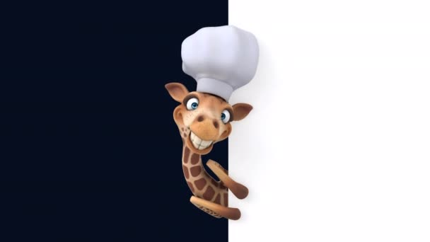 Zabawa Żyrafa Postać Kreskówek Kucharz — Wideo stockowe