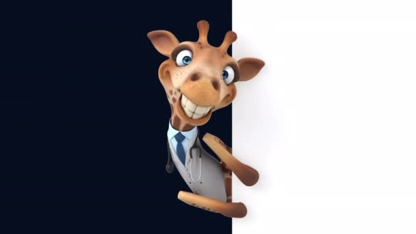 Girafe Amusant Personnage Dessin Animé Homme Affaires — Video