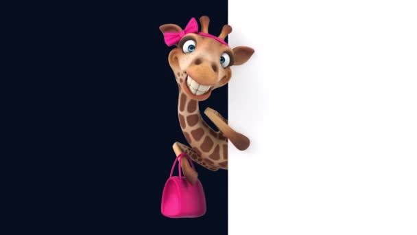 Girafe Amusant Personnage Dessin Animé Fille — Video