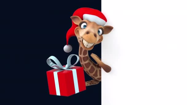 Zabawa Żyrafa Postać Kreskówki Prezentem — Wideo stockowe