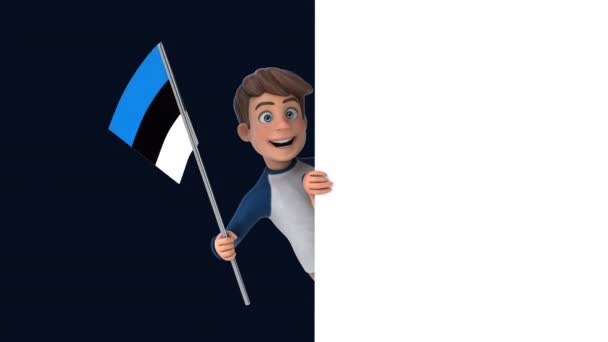 Drôle Personnage Dessin Animé Garçon Avec Drapeau Estonie Animation — Video