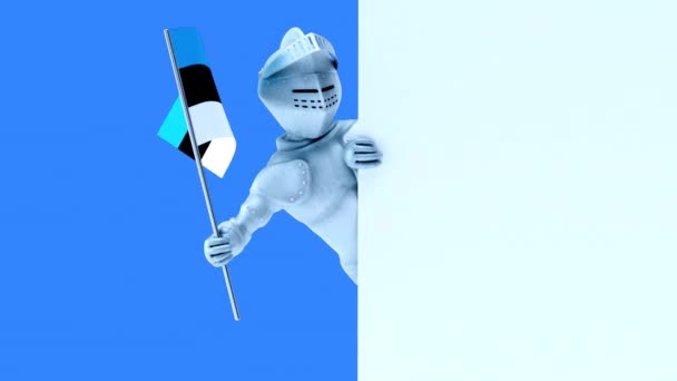Divertente Personaggio Dei Cartoni Animati Cavaliere Con Bandiera Estonia Animazione — Video Stock