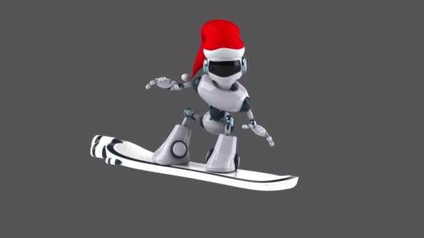 Noel Baba Nın Büyük Robot Karakteri Şapka Sörfü Boyutlu Animasyon — Stok video
