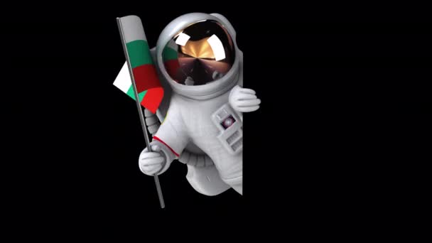Funny Cartoon Character Astronaut Flag Bulgaria Animation — Stock Video