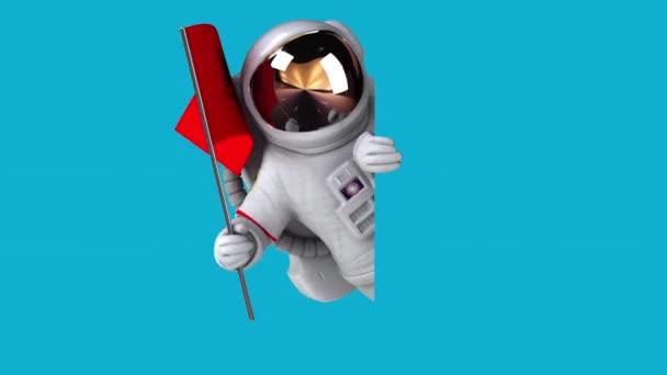 Цікавий Персонаж Мультфільму Астронавт Прапором Альбанії Анімації — стокове відео