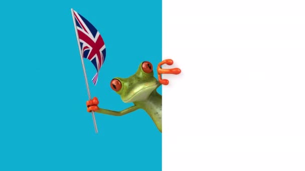 Sapo Personagem Engraçado Dos Desenhos Animados Com Bandeira Reino Unido — Vídeo de Stock