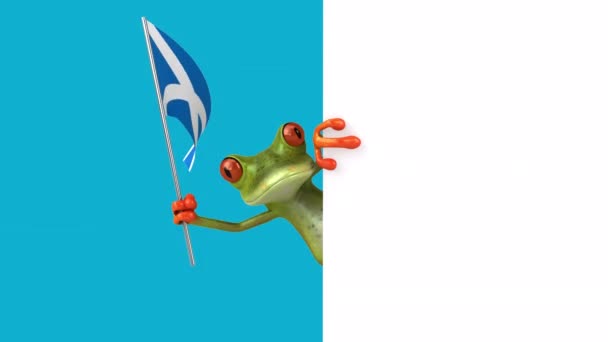 Дивна Жаба Зображенням Карикатур Прапором Скотланду Анімація — стокове відео