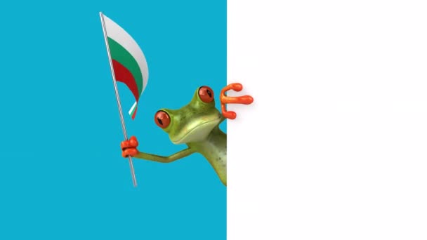 Funny Cartoon Character Frog Flag Bulgaria Animation — Stock Video