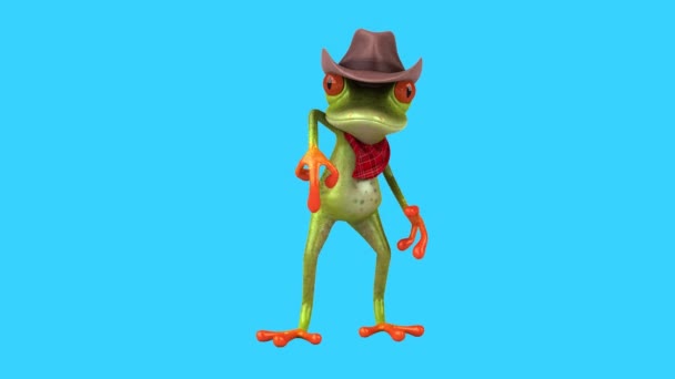 Funny Cartoon Character Frog Cowboy Animation — Stock Video