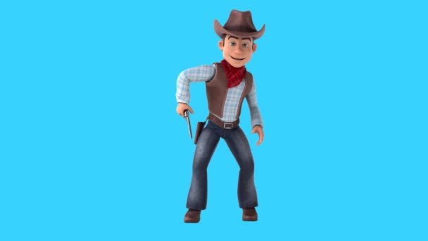 Αστεία Cowboy Χαρακτήρα Κινουμένων Σχεδίων Όπλο Animation — Αρχείο Βίντεο