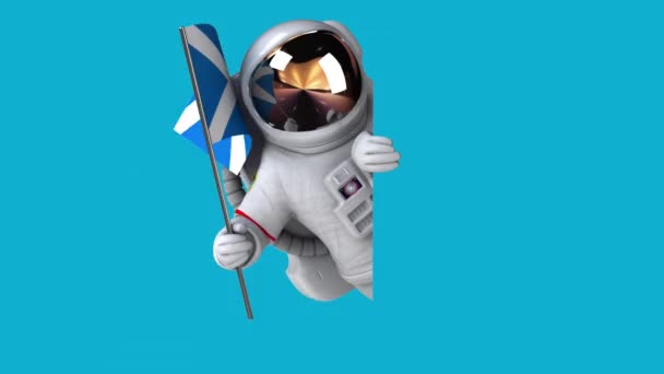 Vicces Rajzfilm Karakter Űrhajós Zászló Skócia Animáció — Stock videók