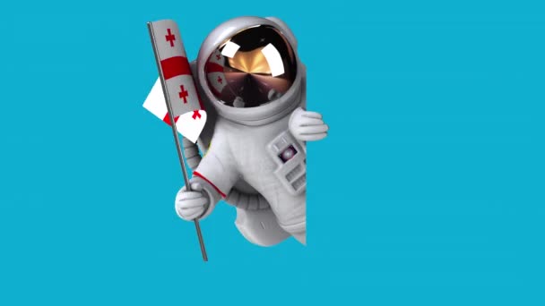 Vicces Rajzfilm Karakter Űrhajós Zászló Georgia Animáció — Stock videók