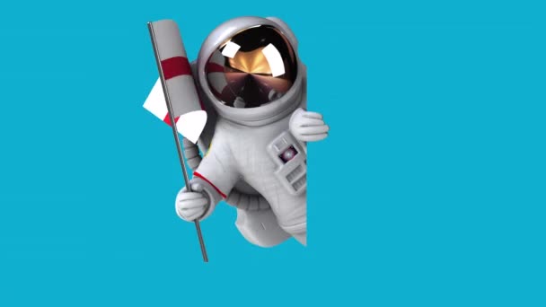 Lustige Cartoon Figur Astronaut Mit Flagge Von England Animation — Stockvideo