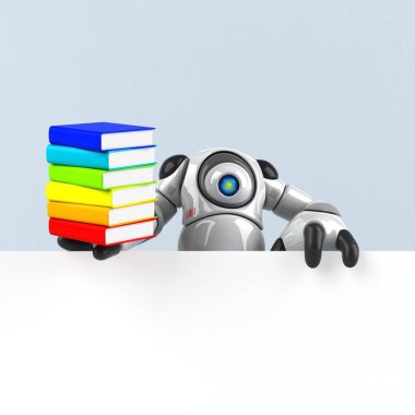 Kitaplı büyük robot - 3D Görüntü  