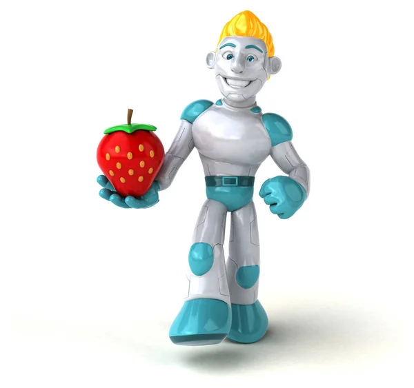 Großer Roboter Mit Erdbeere Illustration — Stockfoto