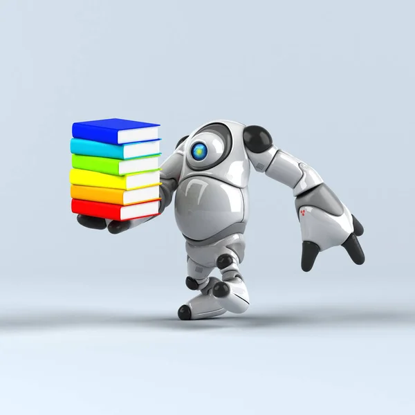 Grand Robot Avec Livres Illustration — Photo