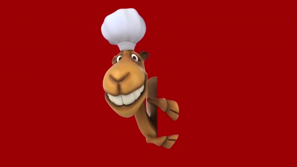 Zabawa Wielbłąd Kreskówka Postać Szef Kuchni — Wideo stockowe