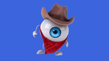 Funny cartoon character  eye cowboy   - 3d animation 