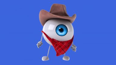 Funny cartoon character  eye cowboy   - 3d animation 