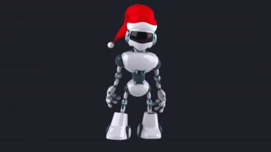 Noel Baba şapkalı büyük robot karakter - 3 boyutlu animasyon 