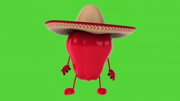 Pepper Mexican Cartoon Character — Stock Video