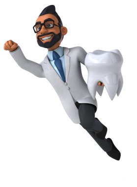 Eğlenceli 3 boyutlu çizgi film Hint dişçisi.