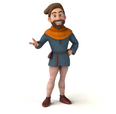 Eğlenceli 3D karikatür ortaçağ erkek karakteri 