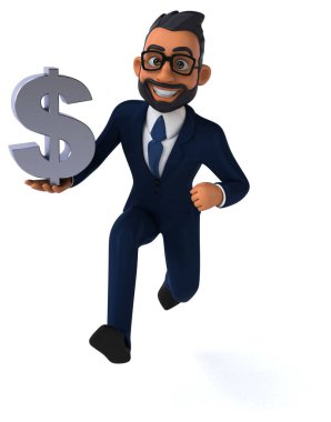 Hintli bir iş adamının üç boyutlu eğlenceli bir çizimi. 