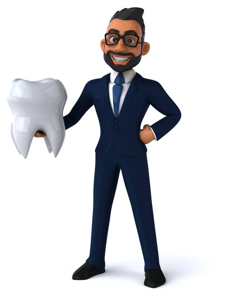 Fun Cartoon Illustration Indian Businessman Tooth — 图库照片