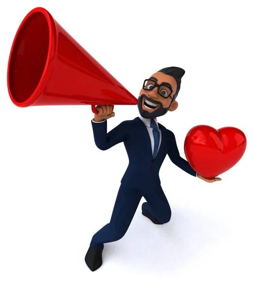 Fun Cartoon Illustration Indian Businessman Heart — Foto Stock