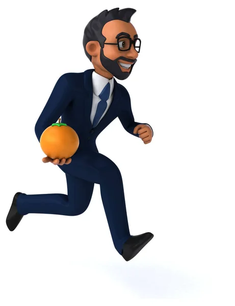 Fun Cartoon Illustration Indian Businessman Orange — 图库照片