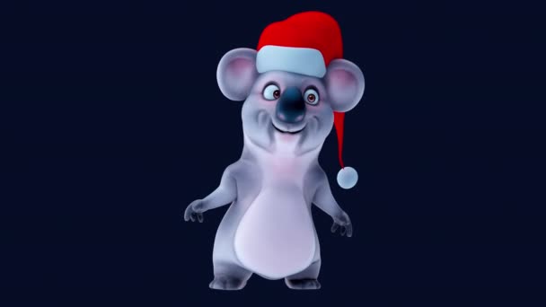 Diversão Desenho Animado Koala Chapéu Santa Claus — Vídeo de Stock