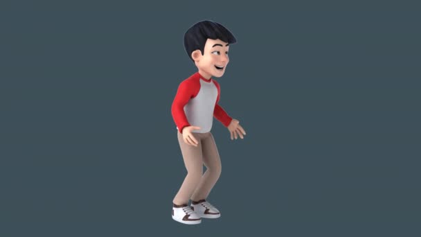 Fun Cartoon Character Chinese Boy — Stock Video