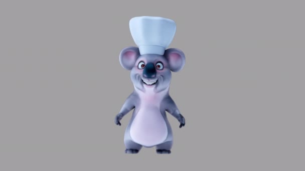 Divertido Personaje Dibujos Animados Koala Chef — Vídeos de Stock