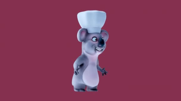 Personagem Desenho Animado Divertido Koala Chef — Vídeo de Stock