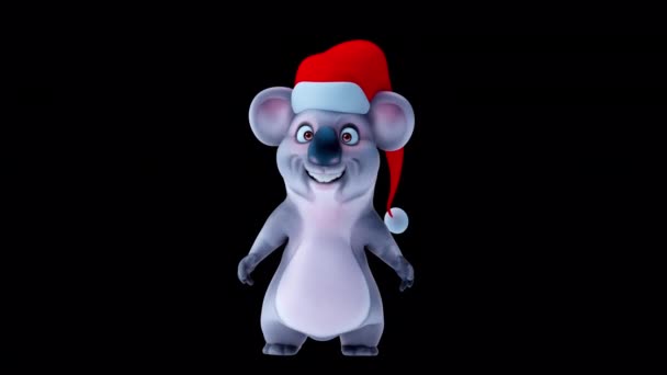 Personagem Desenho Animado Divertido Koala Santa Hat — Vídeo de Stock