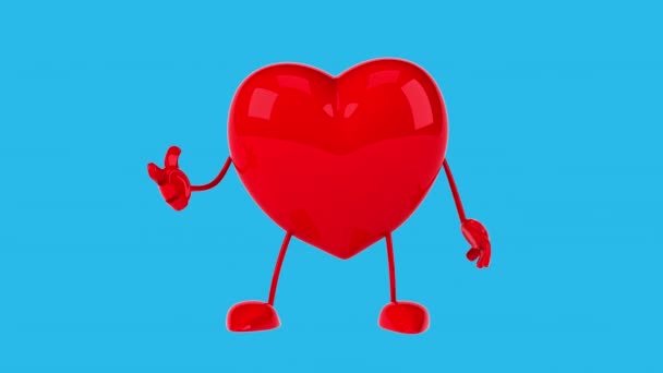 有趣的红心卡通人物 3D动画 — 图库视频影像