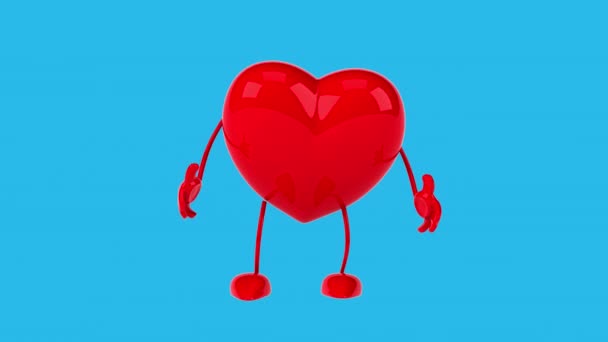 Смешные Персонажи Мультфильмов Красными Сердцами Анимация — стоковое видео