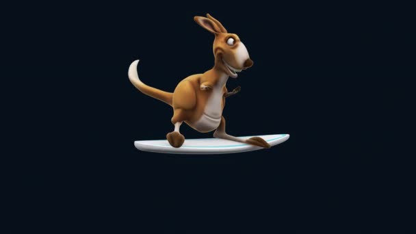 Zabawa Kangur Surfing Animacja — Wideo stockowe