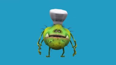 Komik çizgi film karakteri mikrop şefi - 3 boyutlu animasyon 