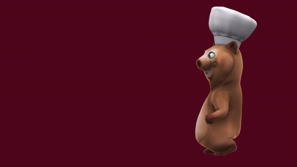 Fun Bear Koch Zeichentrickfigur Animation — Stockvideo