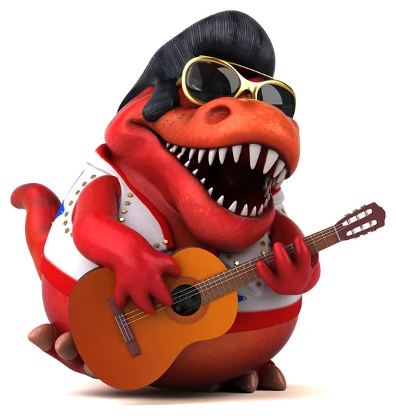 Fun Cartoon Illustration Trex Rocker Guitar —  Fotos de Stock